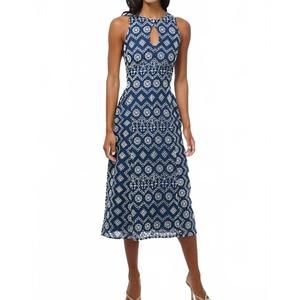 NEW ADELYN RAE women's soraia cotton eyelet midi dress in blue